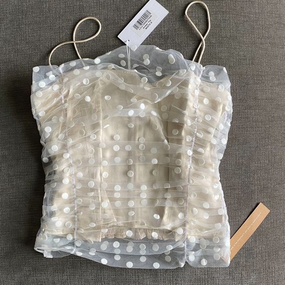 NWT Reformation Amber Top in White Polka Dots Sleeveless - Picture 6 of 8